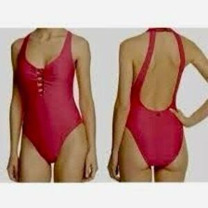 NWT Nanette Lepore Raffia Mermaid One Piece Swimsuit in Watermelon   Size: 10